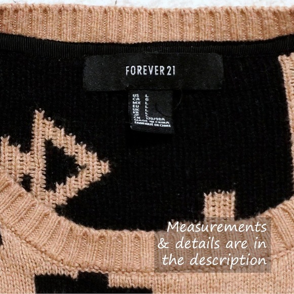 Tan Black Tribal Geometric Pullover 1X Plus Size Unisex Sweater - Picture 4 of 5